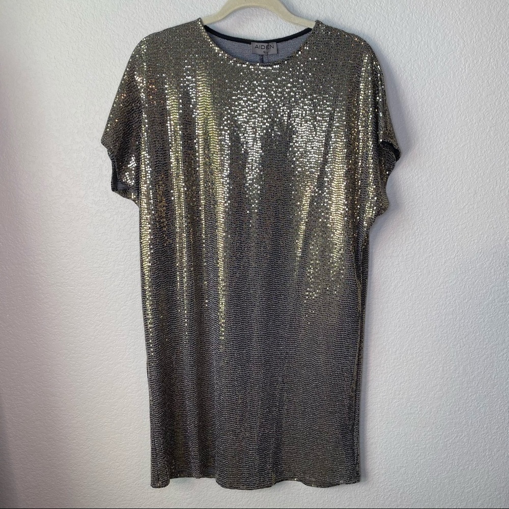 Aiden Mettalic Shift Dress Size S - Picture 3 of 6